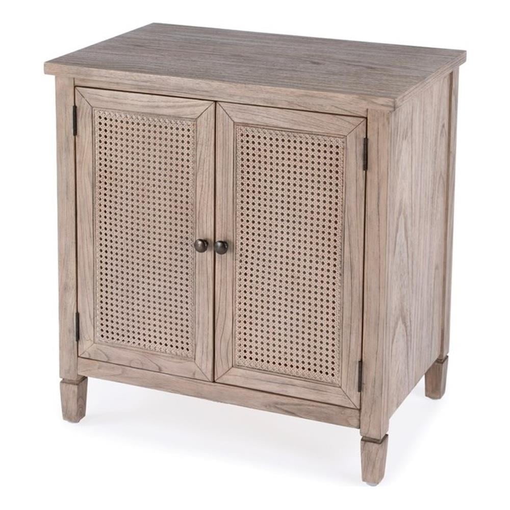 Desert Sand Traditional 2-Door Cane Cabinet with Adjustable Shelving