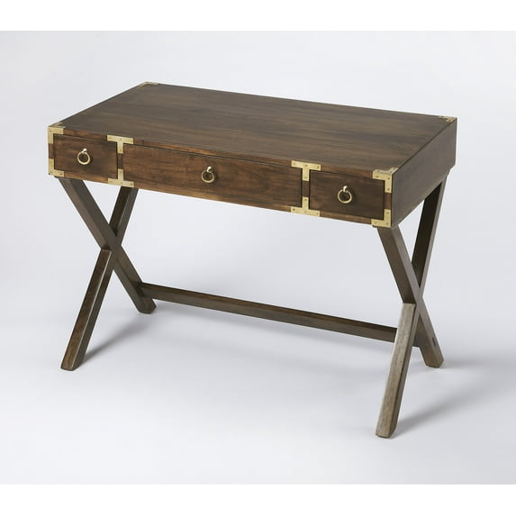 Brown - Dark Brown - Rectangular - Mango wood solids, MDF, brass finished hardware - BUTLER FORSTER CAMPAIGN WRITING DESK