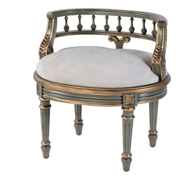 Butler Specialty Company Hathaway 22.5" W Oval Upholstered Vanity Seat-Green