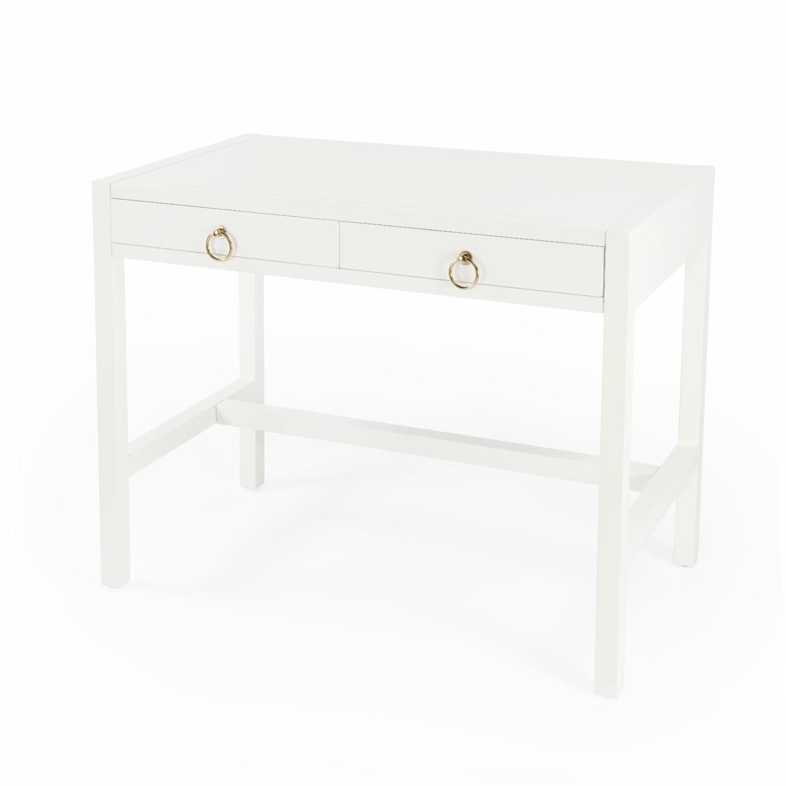Elin Contemporary White Wood Writing Desk with Drawers