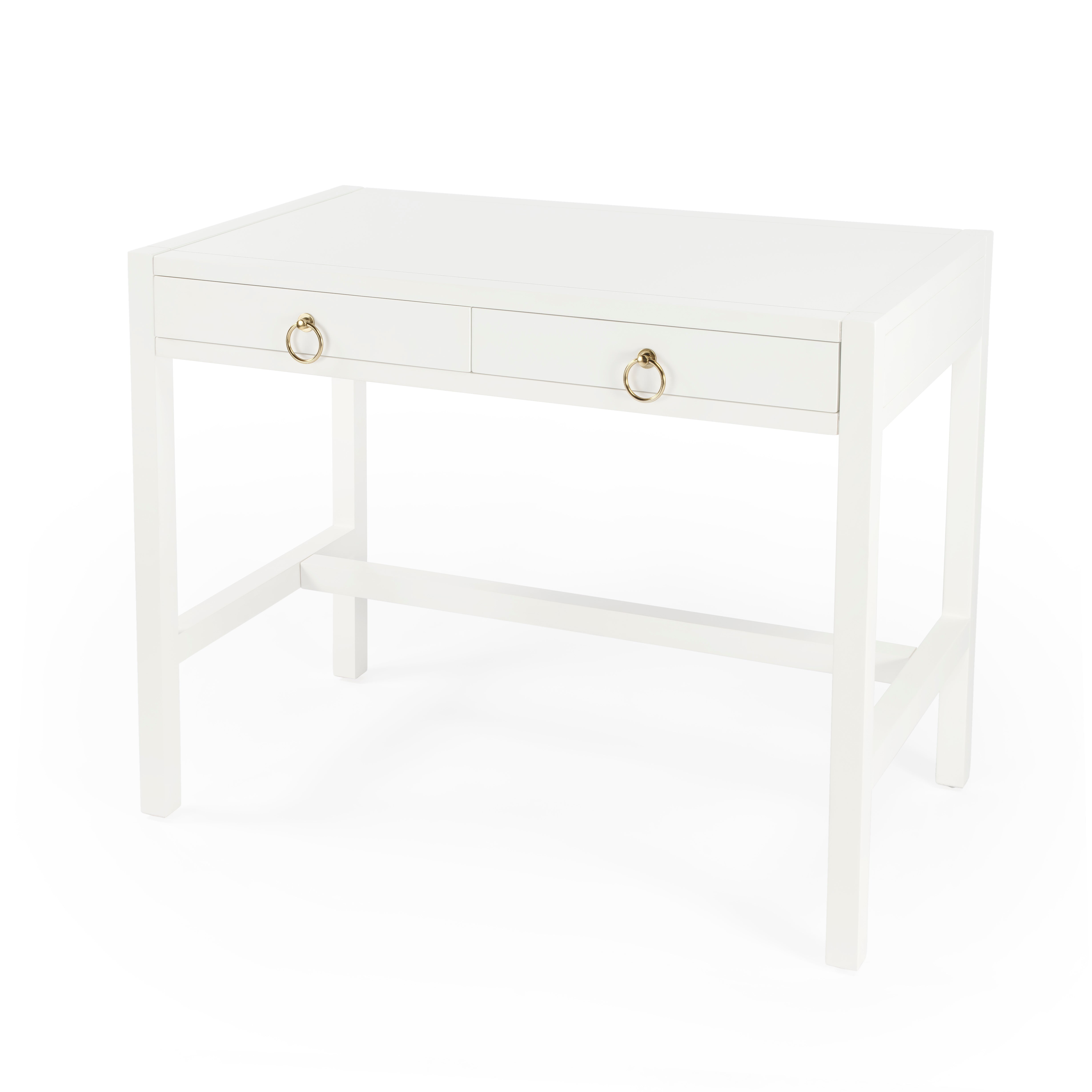 Elin Contemporary White Wood Writing Desk with Drawers