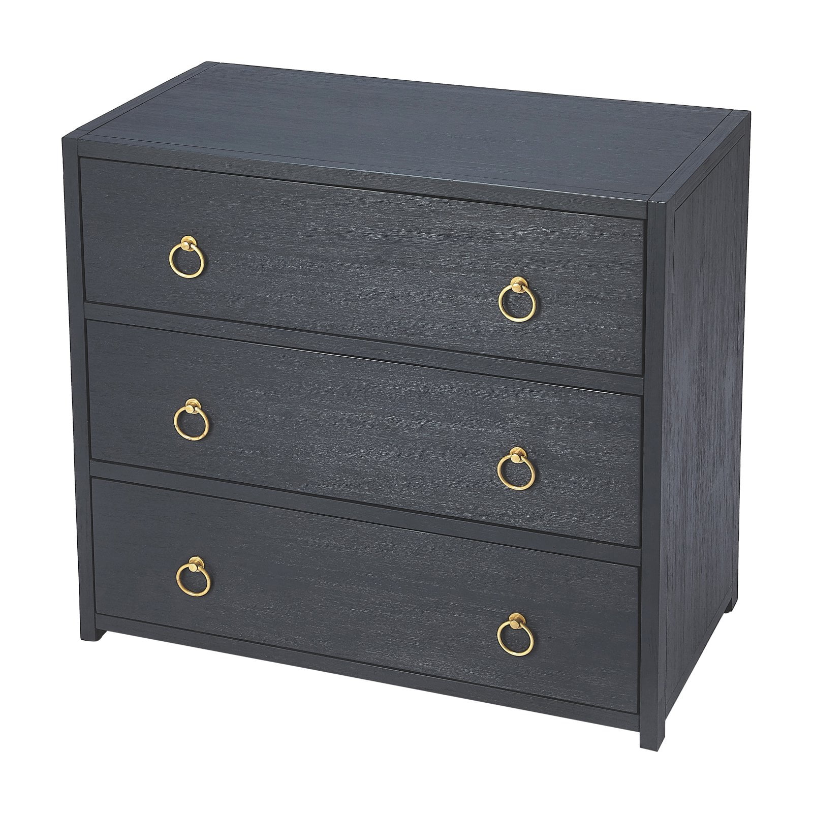 Elin Glam White 3-Drawer Dresser with Gold Metallic Hardware