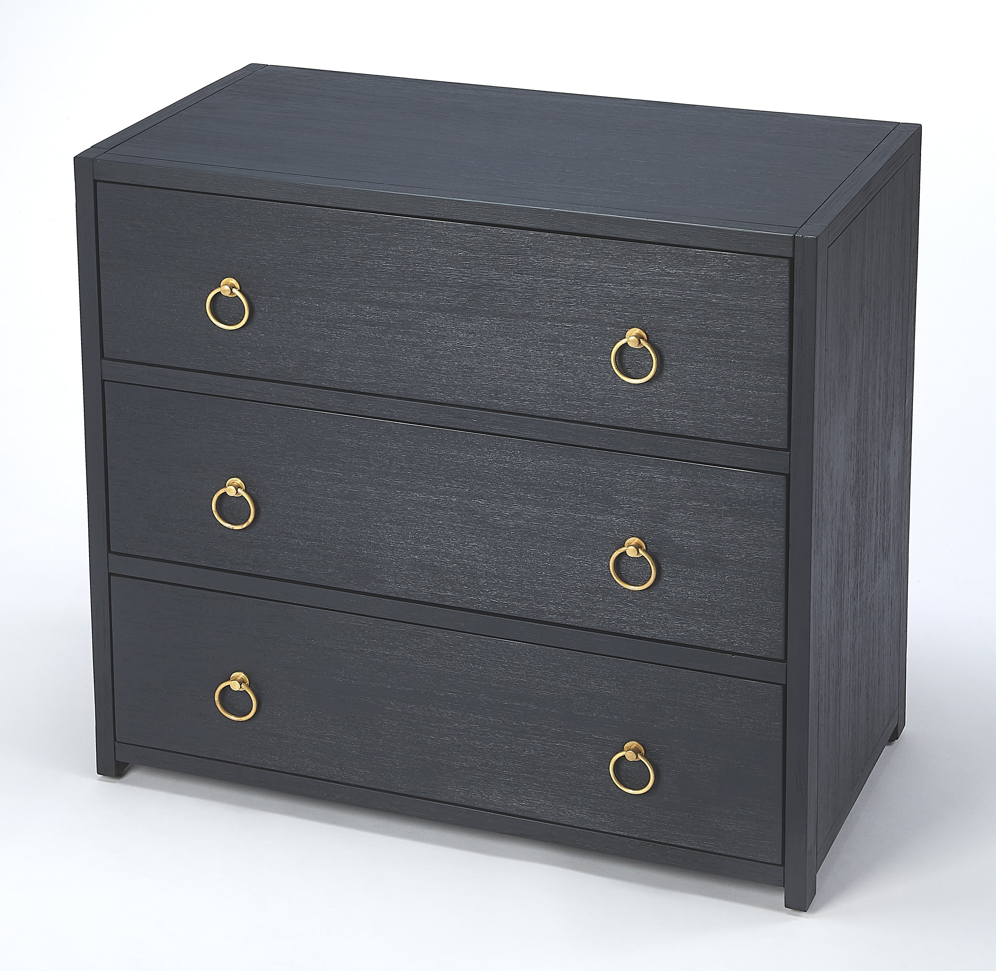 Elin Glam White 3-Drawer Dresser with Gold Metallic Hardware
