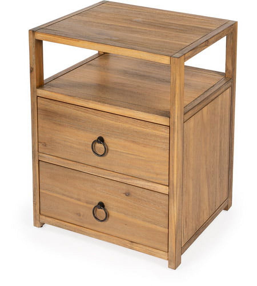 Lark Natural Wood 2-Drawer Nightstand with Open Shelf