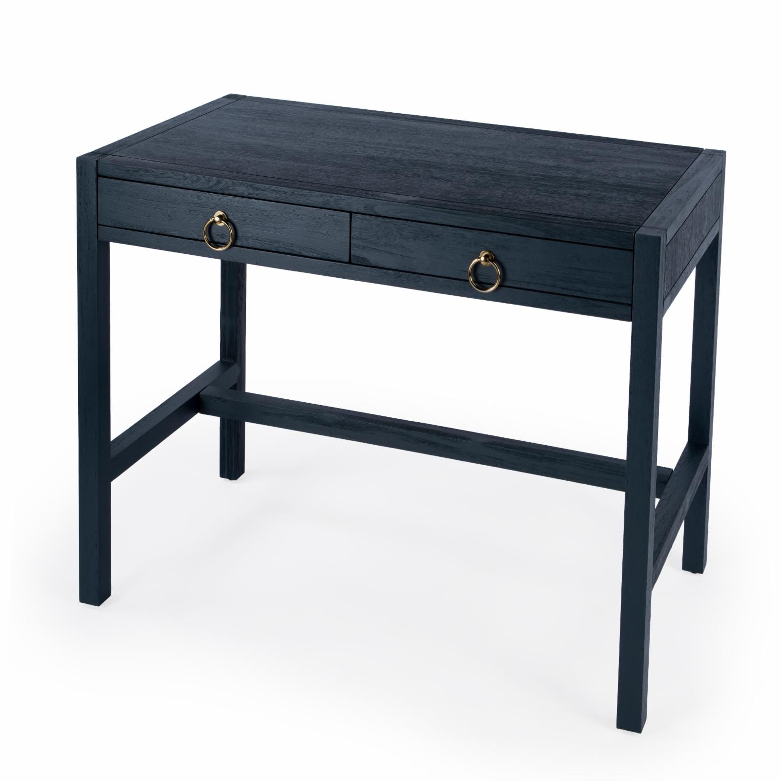Elin 116'' Navy Minimalist Wood Writing Desk with Drawers