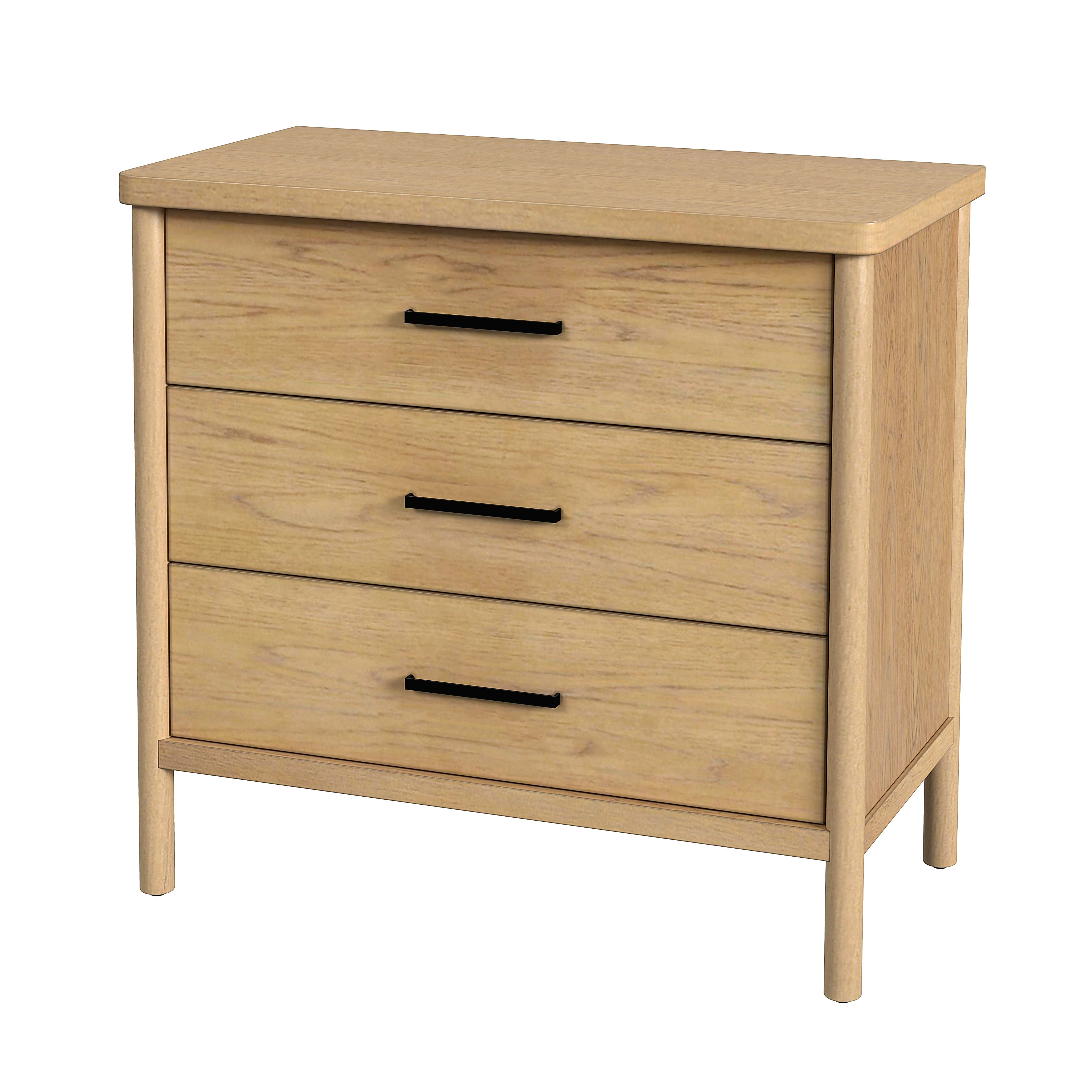 Lennon Light Brown Mahogany 3-Drawer Mid-Century Dresser