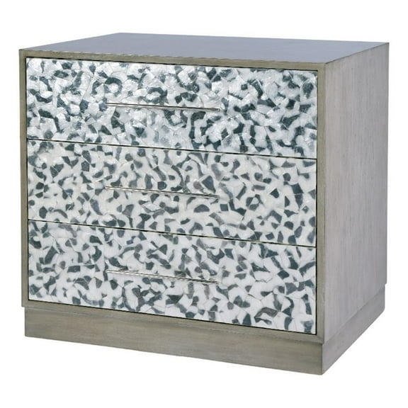 Butler Specialty Company Maganda 32"W Wood-Tortoise Capiz 3 Drawer Chest - Gray