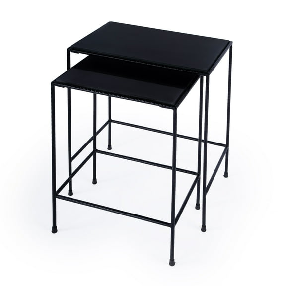 Butler Specialty Company Outdoor Granite Stone & Iron Nesting Table In Black