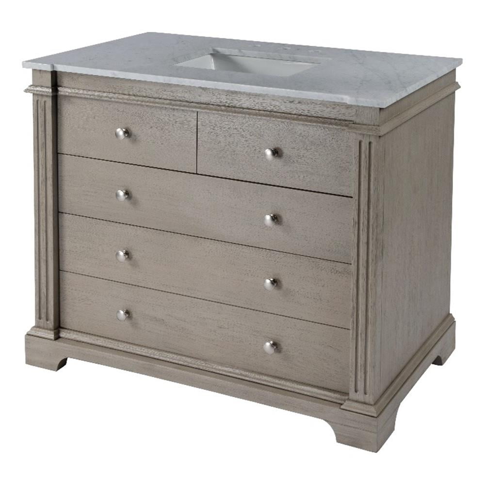 Rachelle Gray Acacia Wood Single Bathroom Vanity Set with Marble Top
