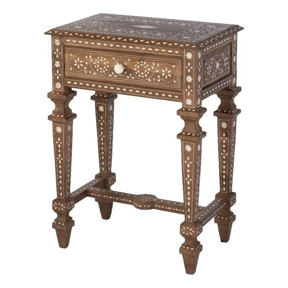Butler Specialty Company Rashmi 21"W Rectangular Teak & Bone End Table - Brown