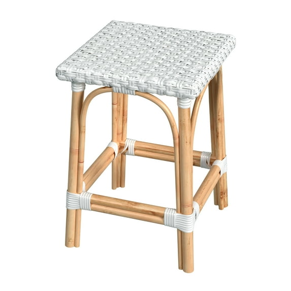 Butler Specialty Company Riviera Square 24"H Rattan Counter Stool - Glossy White