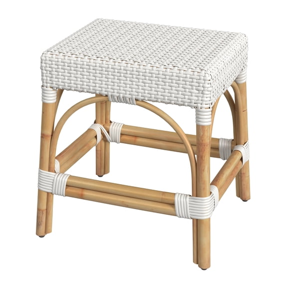 Butler Specialty Company Robias Rattan Rectangular 18" Dining Stool - White