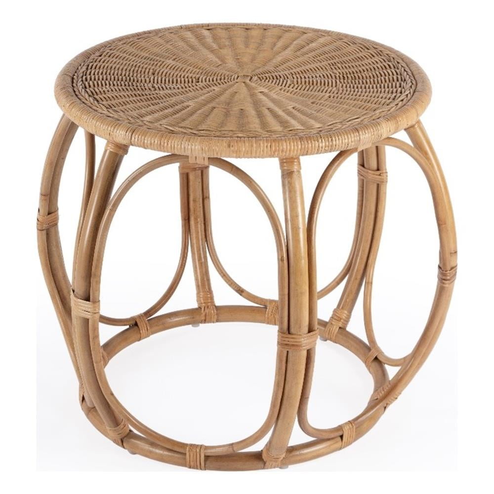 Savannah Natural Rattan Round Bohemian End Table