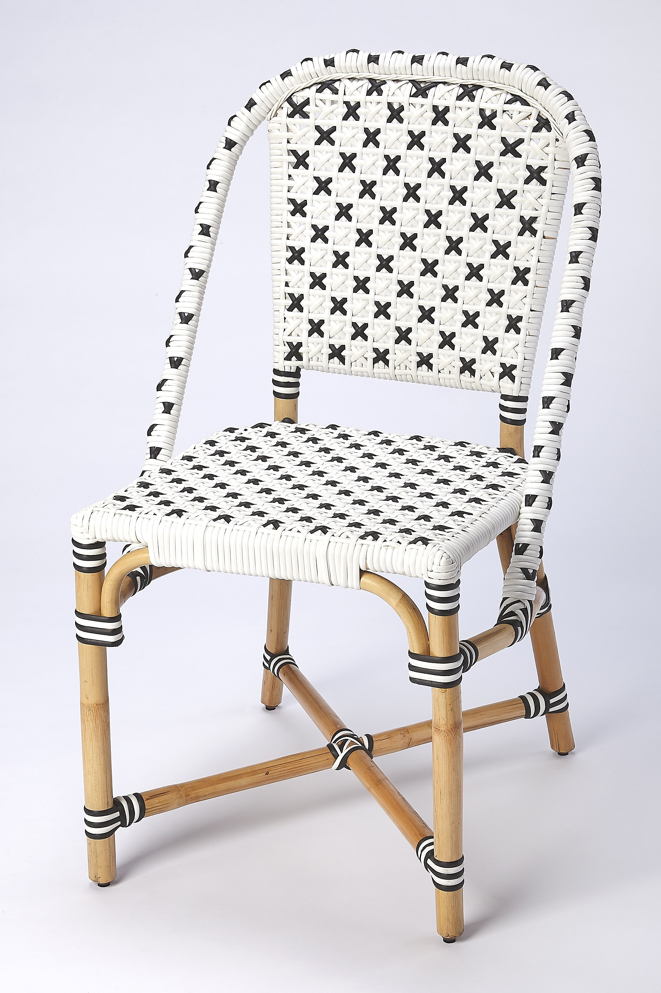 Butler Tenor Black & White Woven Rattan Side Chair
