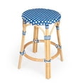 thumbnail image 1 of Butler Tobias Blue & White Rattan Counter Stool, 1 of 9