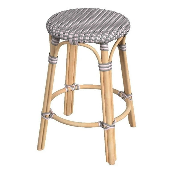 Butler Specialty Company Tobias Rattan Round 24" Counter Stool - Pink