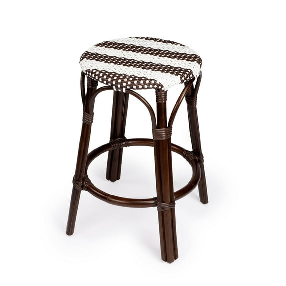Butler Specialty Company Tobias Rattan Round 24" Counter Stool - White And Brown