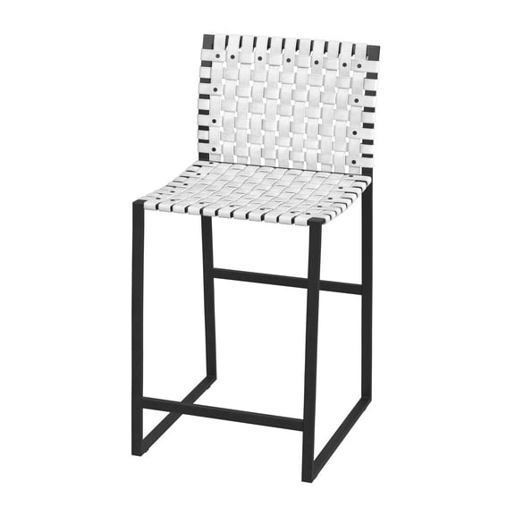 Butler Specialty Company Urban 25" Woven Leather Counter Stool In Black/White