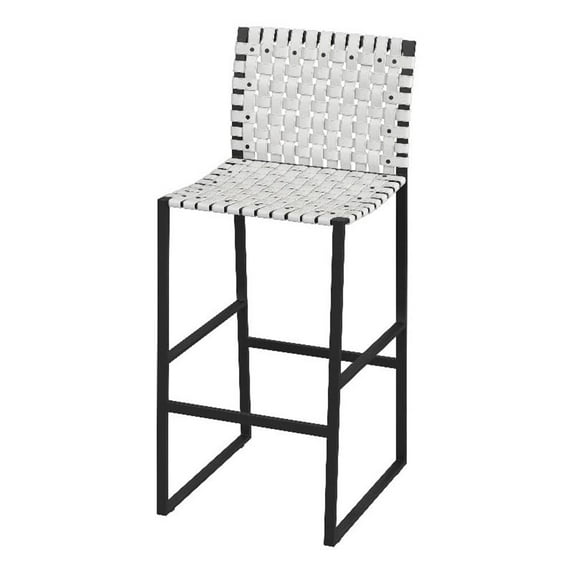 Butler Specialty Company Urban Woven Leather Rectangular 28" Barstool - White