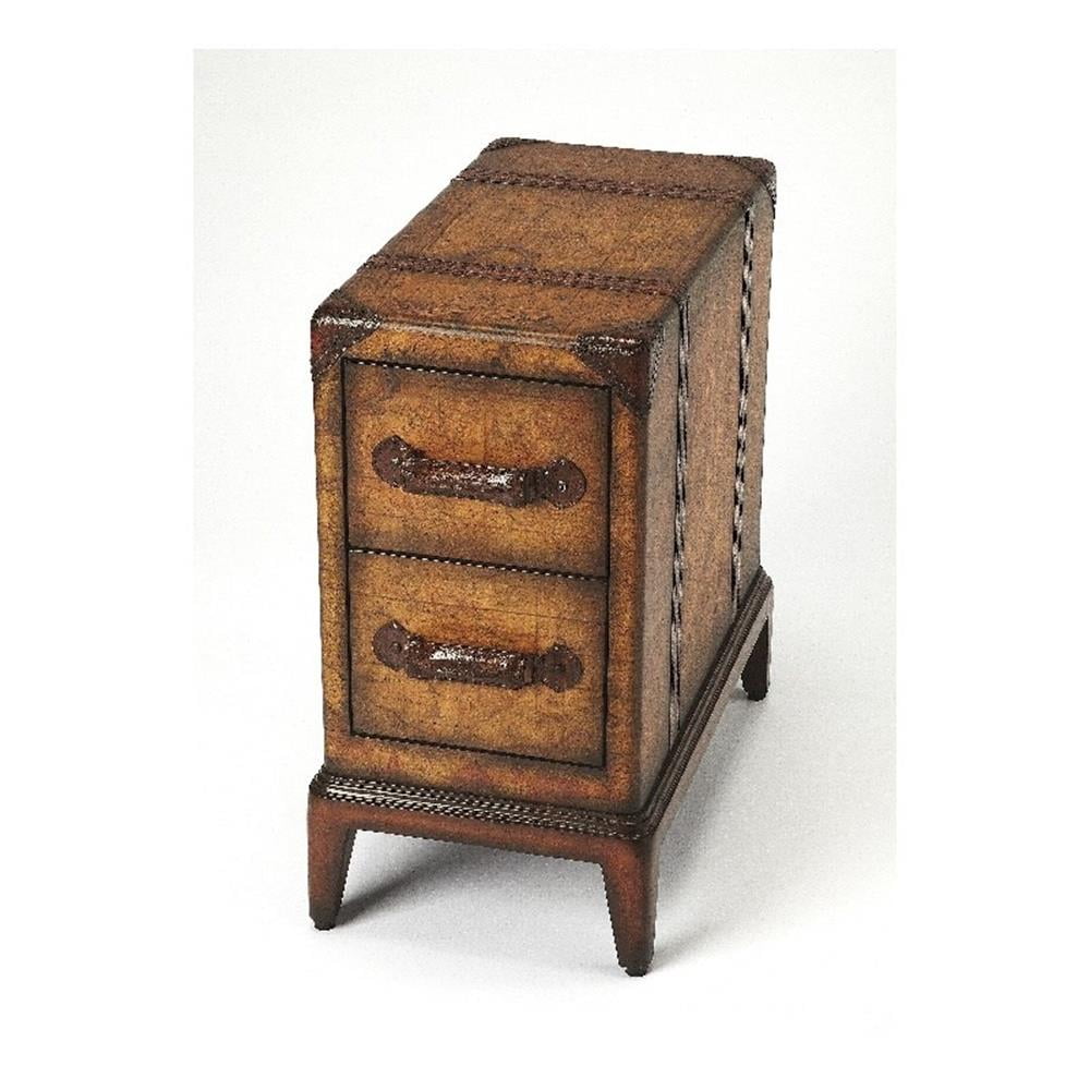 Petite Dark Wood Rectangular Side Table with Storage