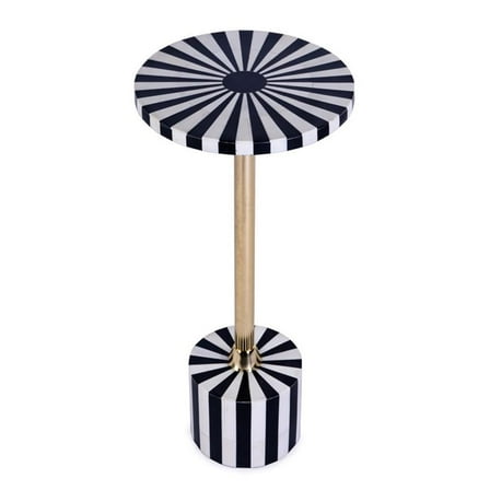 Butler Specialty Company Zane Brass And Bone Inlay Round Side Table -Black White