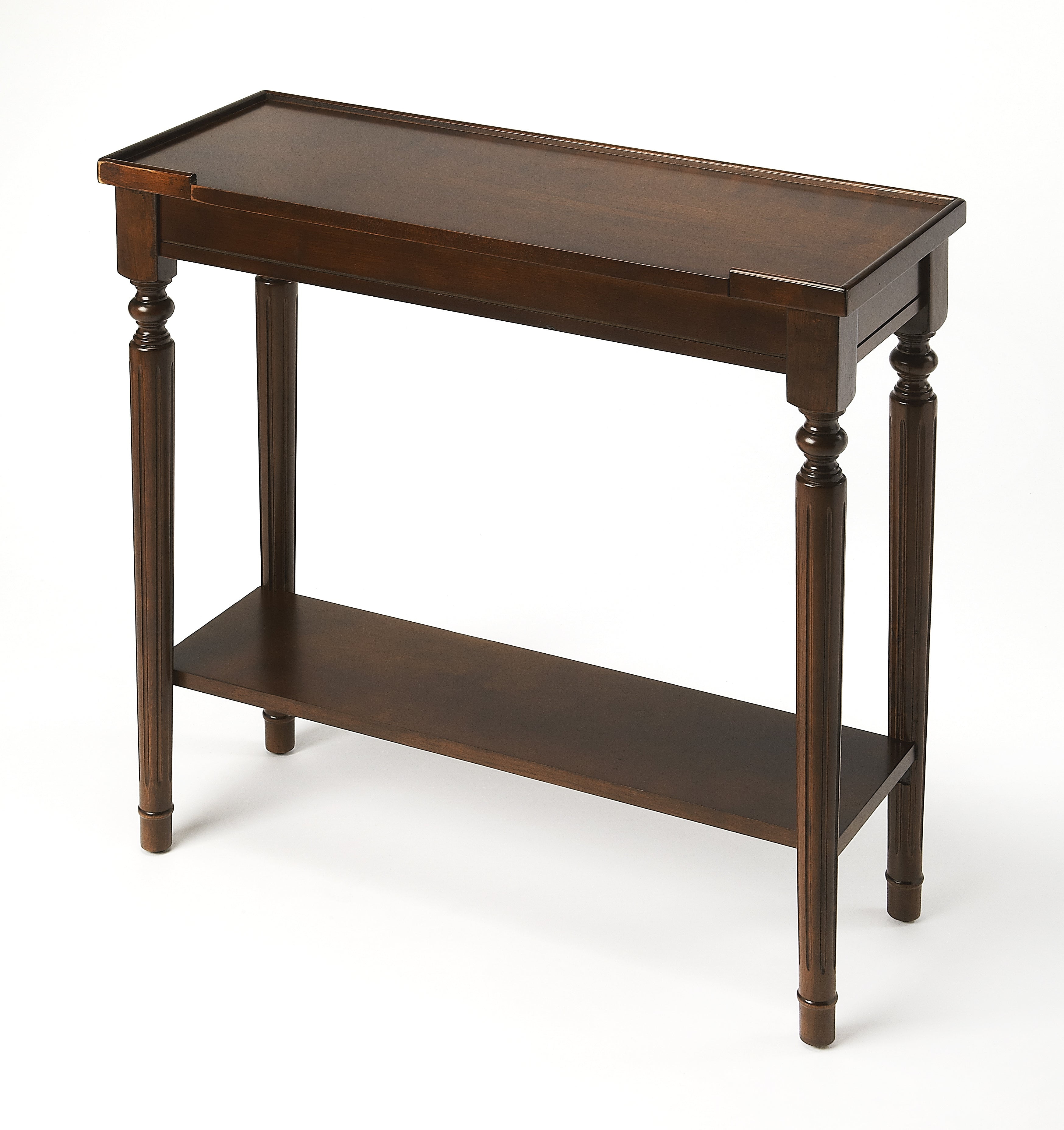 Plantation Cherry Solid Wood Console Table with Storage Shelf
