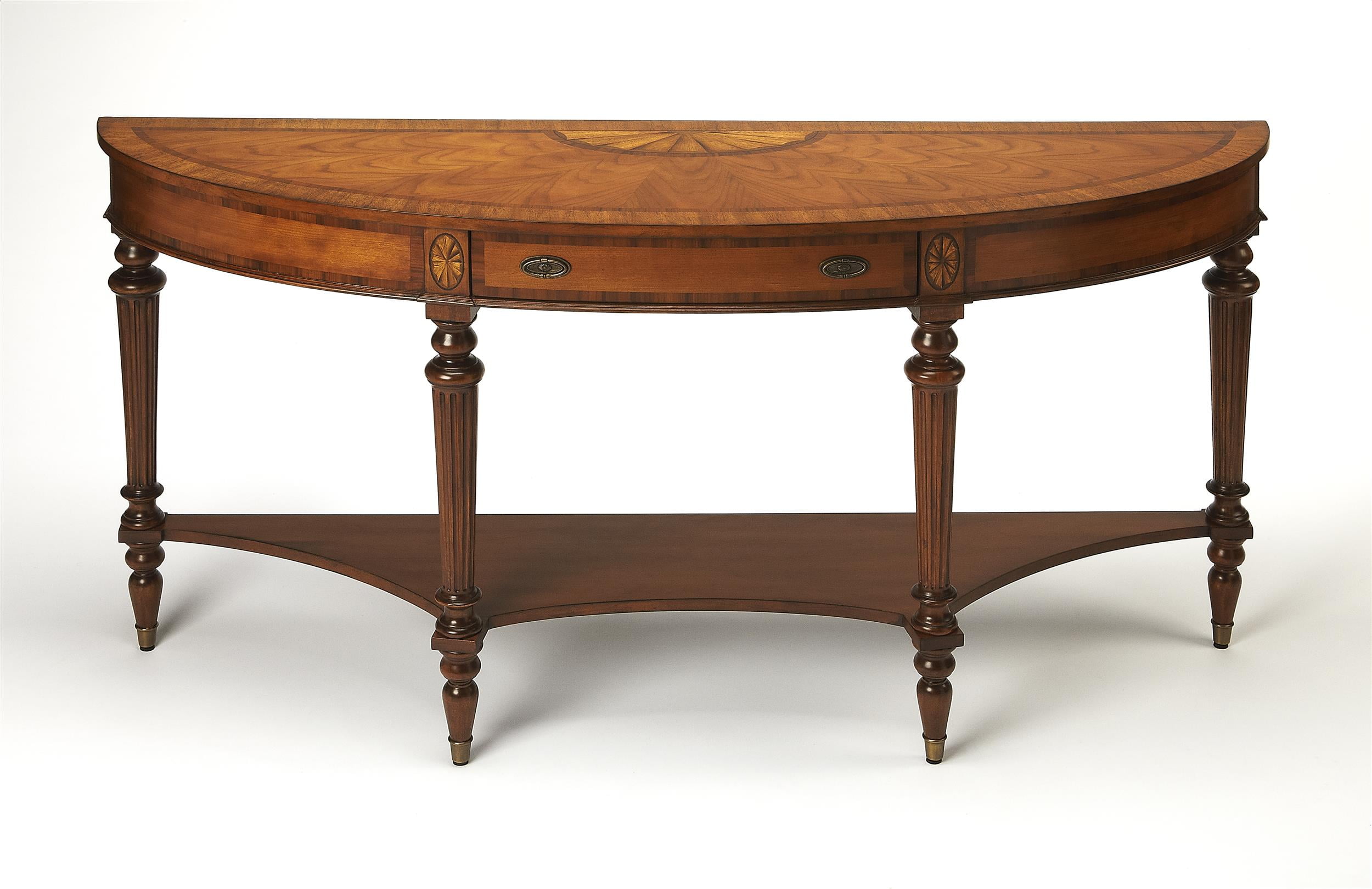 Latham 62'' Brown Wood Demilune Console Table with Storage