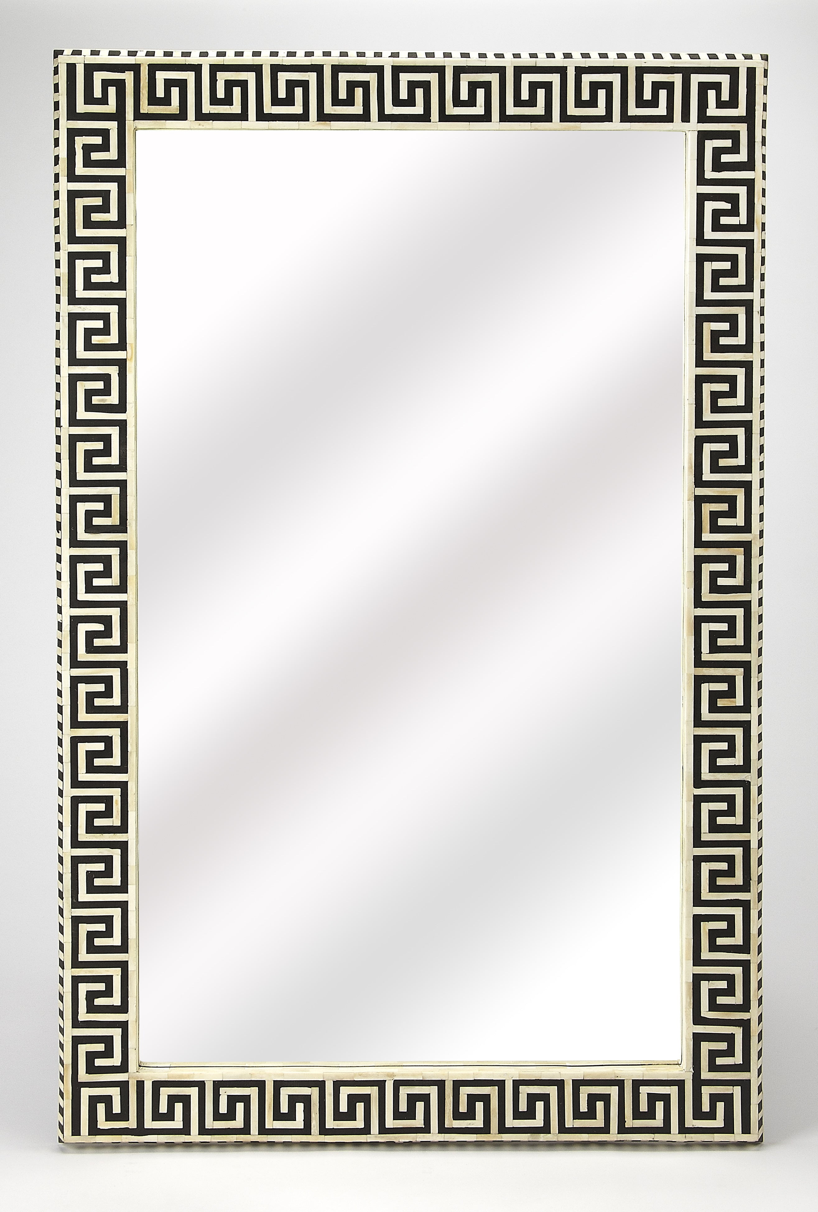 Eternity Greek Key 151'' Rectangular Black Bone Inlay Wall Mirror