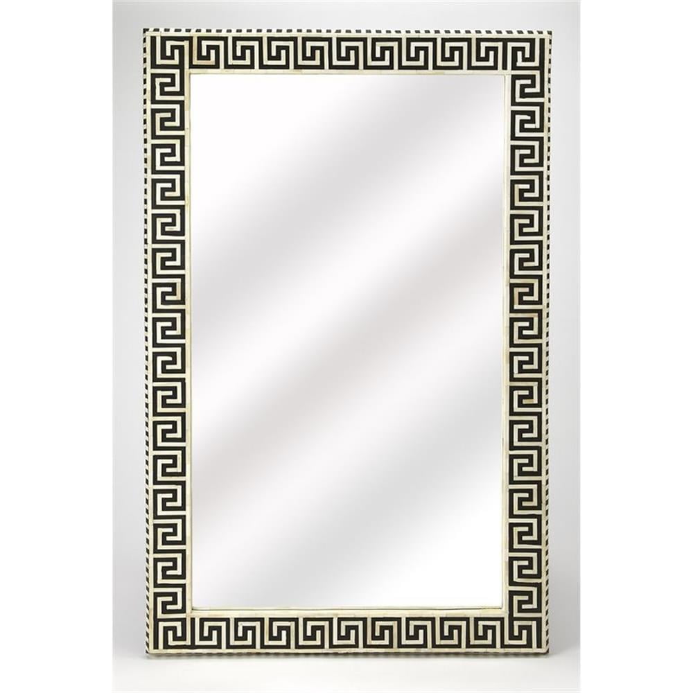 Eternity Greek Key 151'' Rectangular Black Bone Inlay Wall Mirror