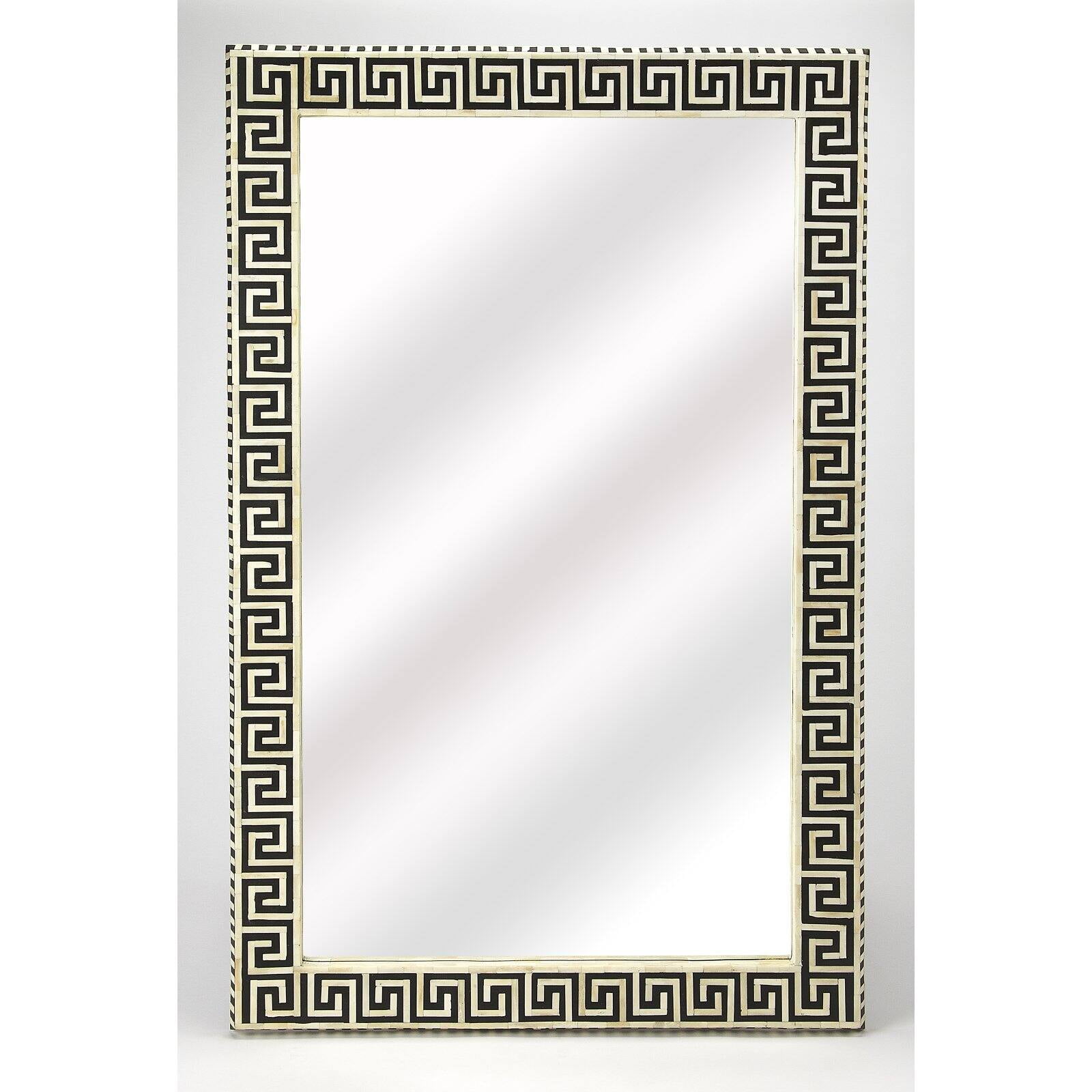 Eternity Greek Key 151'' Rectangular Black Bone Inlay Wall Mirror