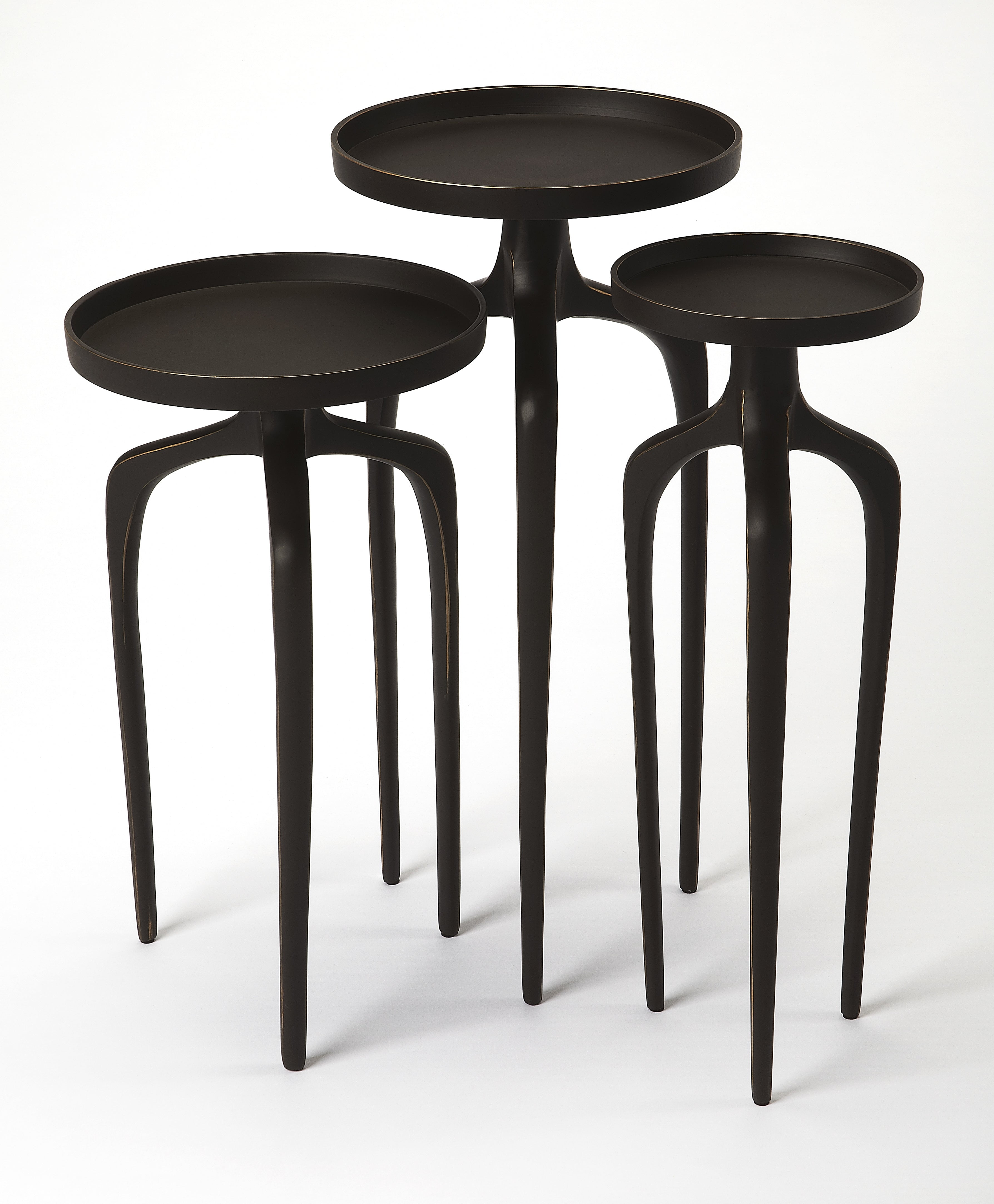 Elegant Trio Black Aluminum Round Accent Tables - Set of 3