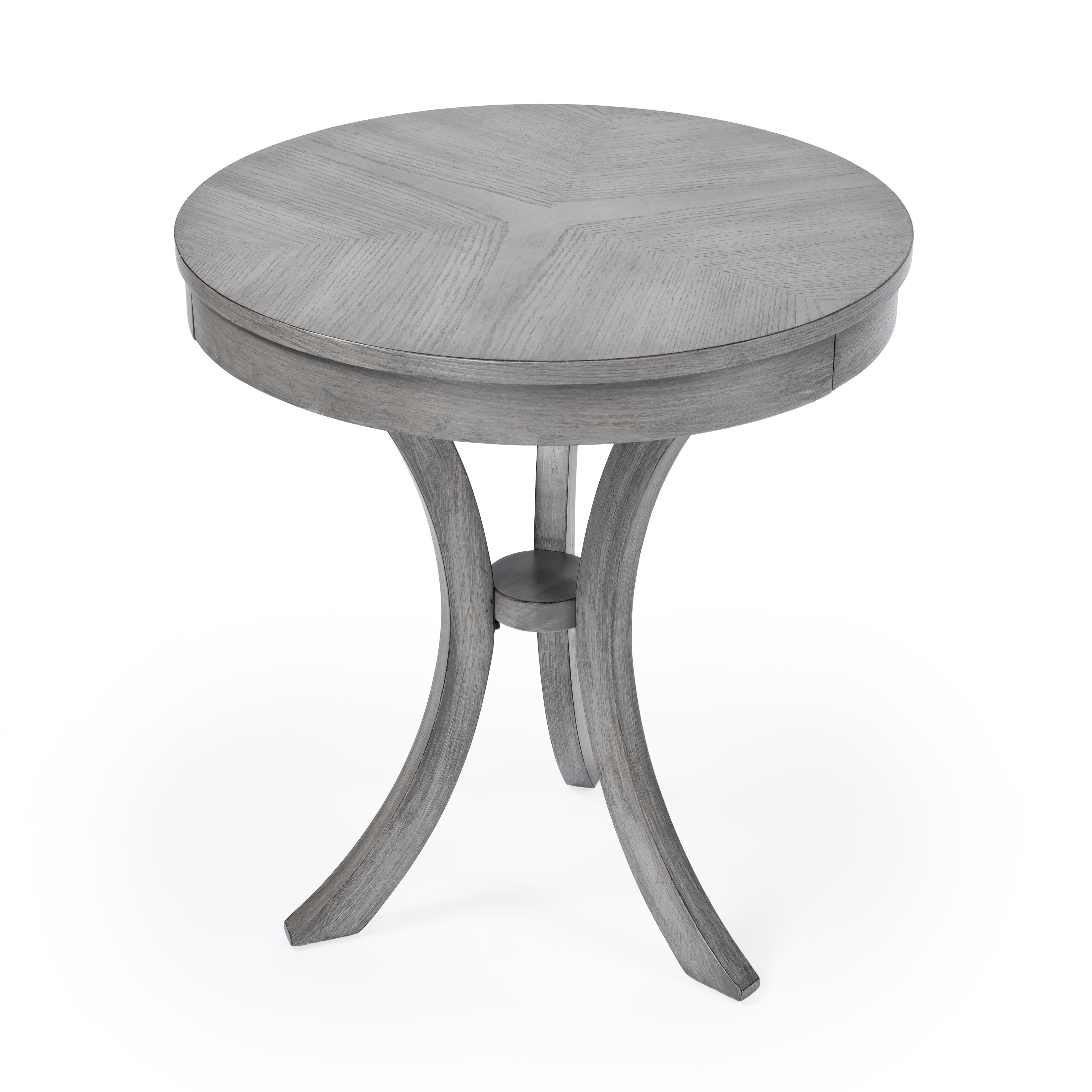 Transitional Powder Grey Driftwood Round Side Table