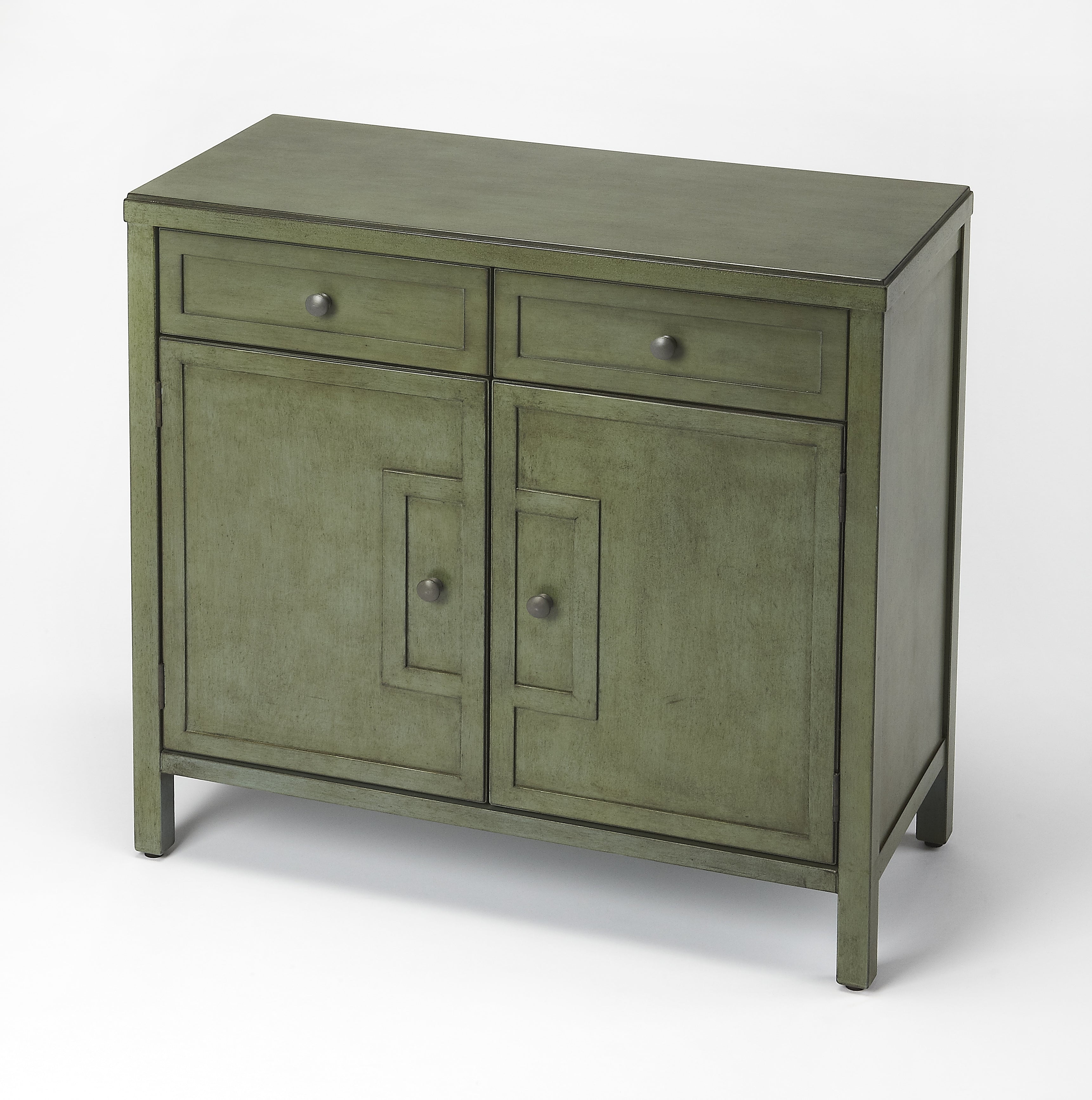 Freestanding White Bayur Wood Console Cabinet with Drawers