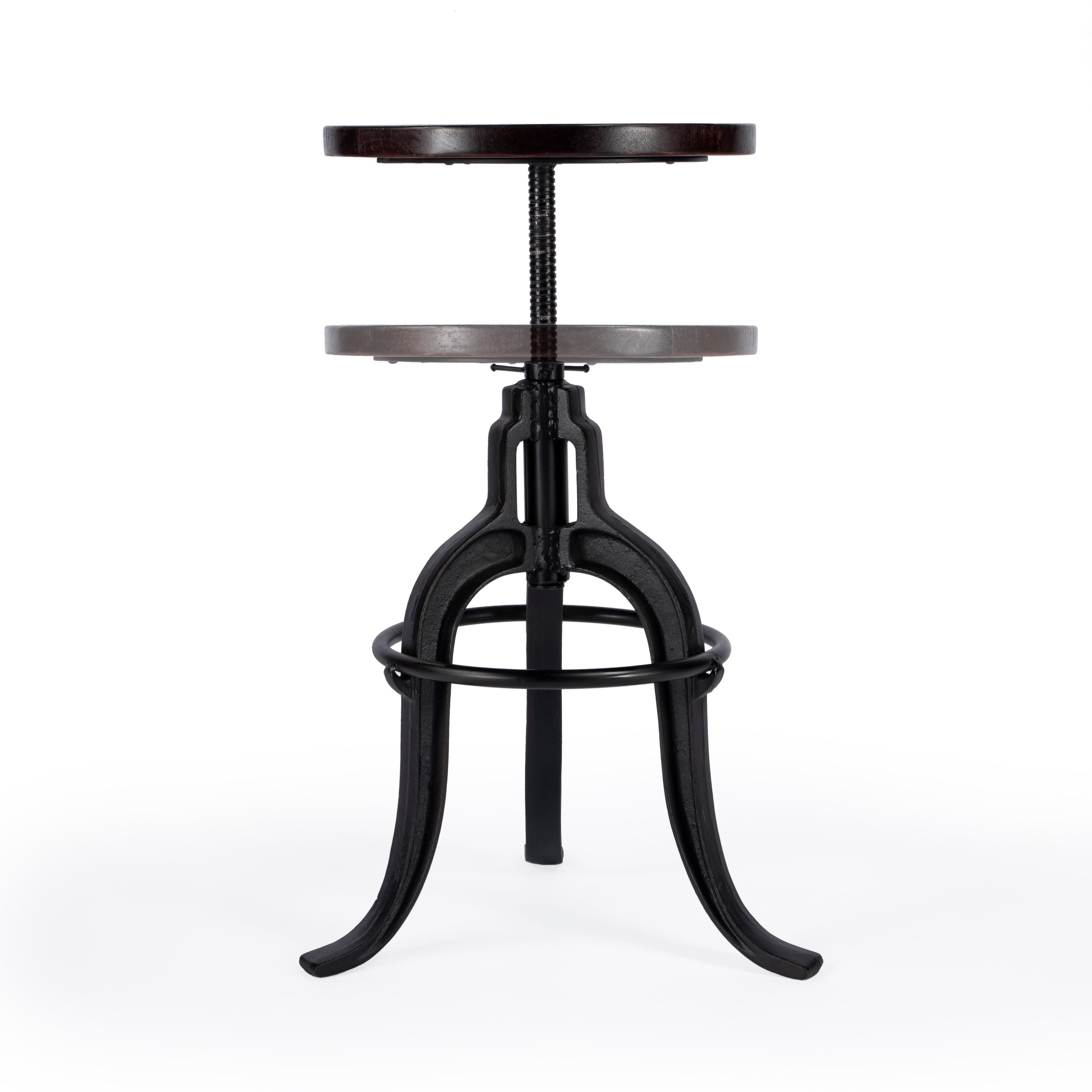 Industrial Dark Brown Adjustable Iron Bar Stool
