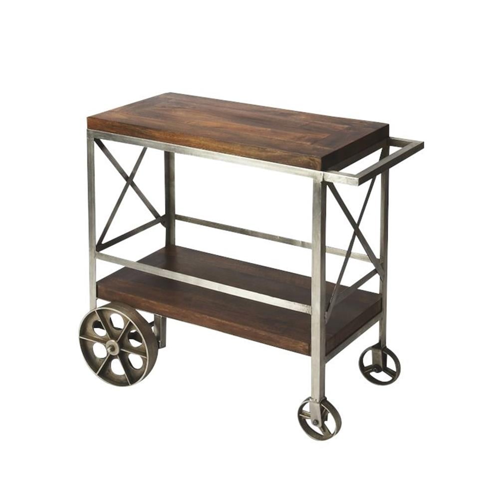 Industrial Chic Multi-Color Wood and Metal Bar Cart