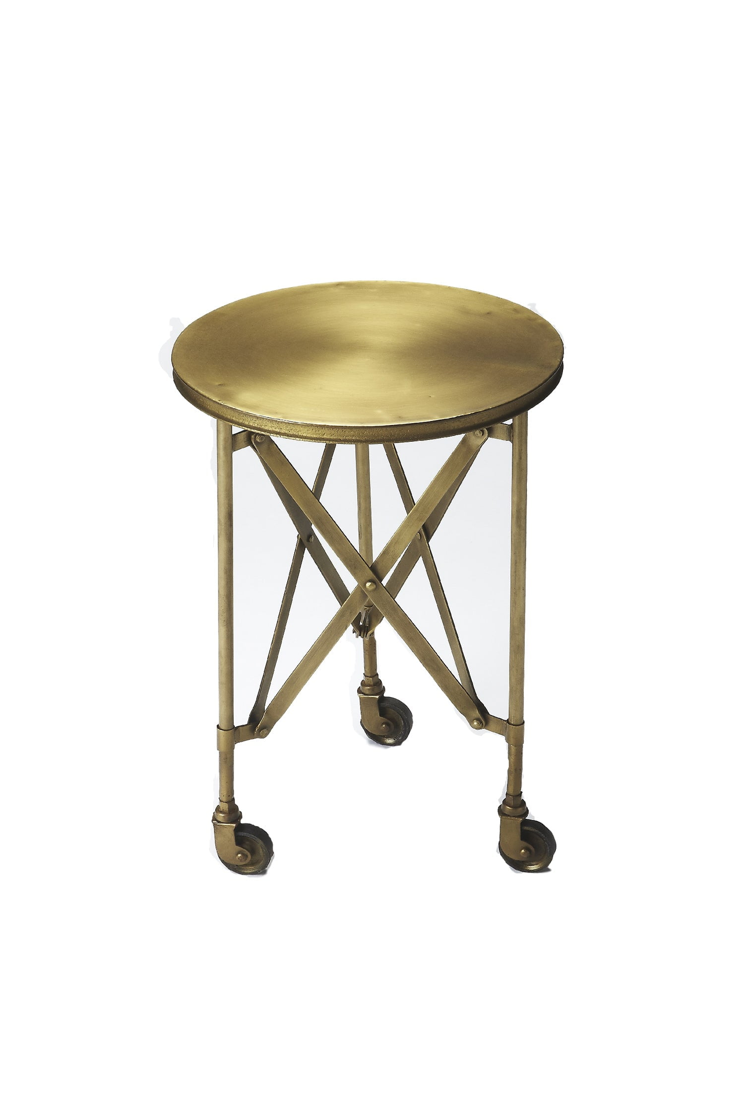 Gold Round Iron Industrial Chic Accent Table