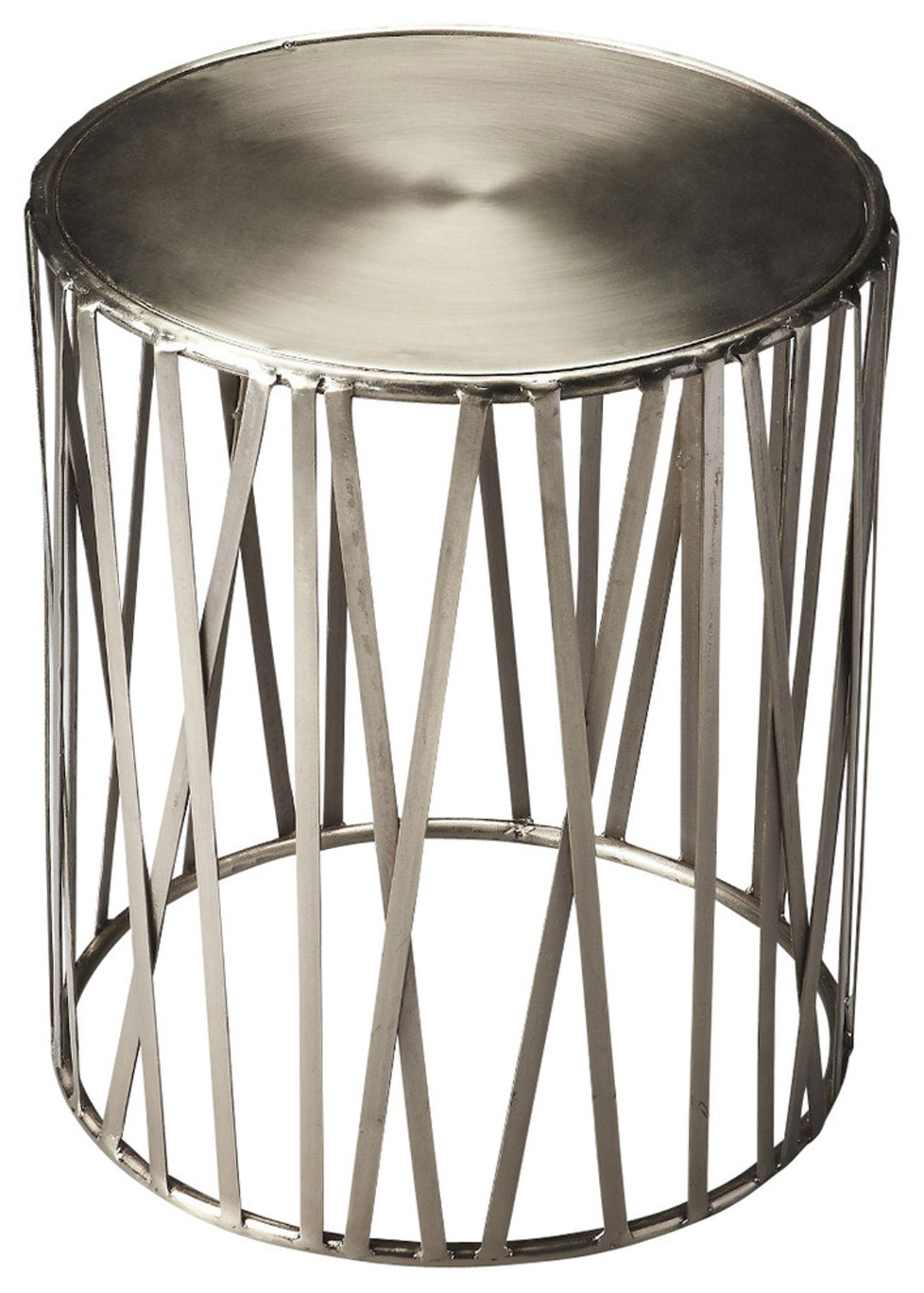 Kruse Silver Iron 15.5" Round Drum Side Table