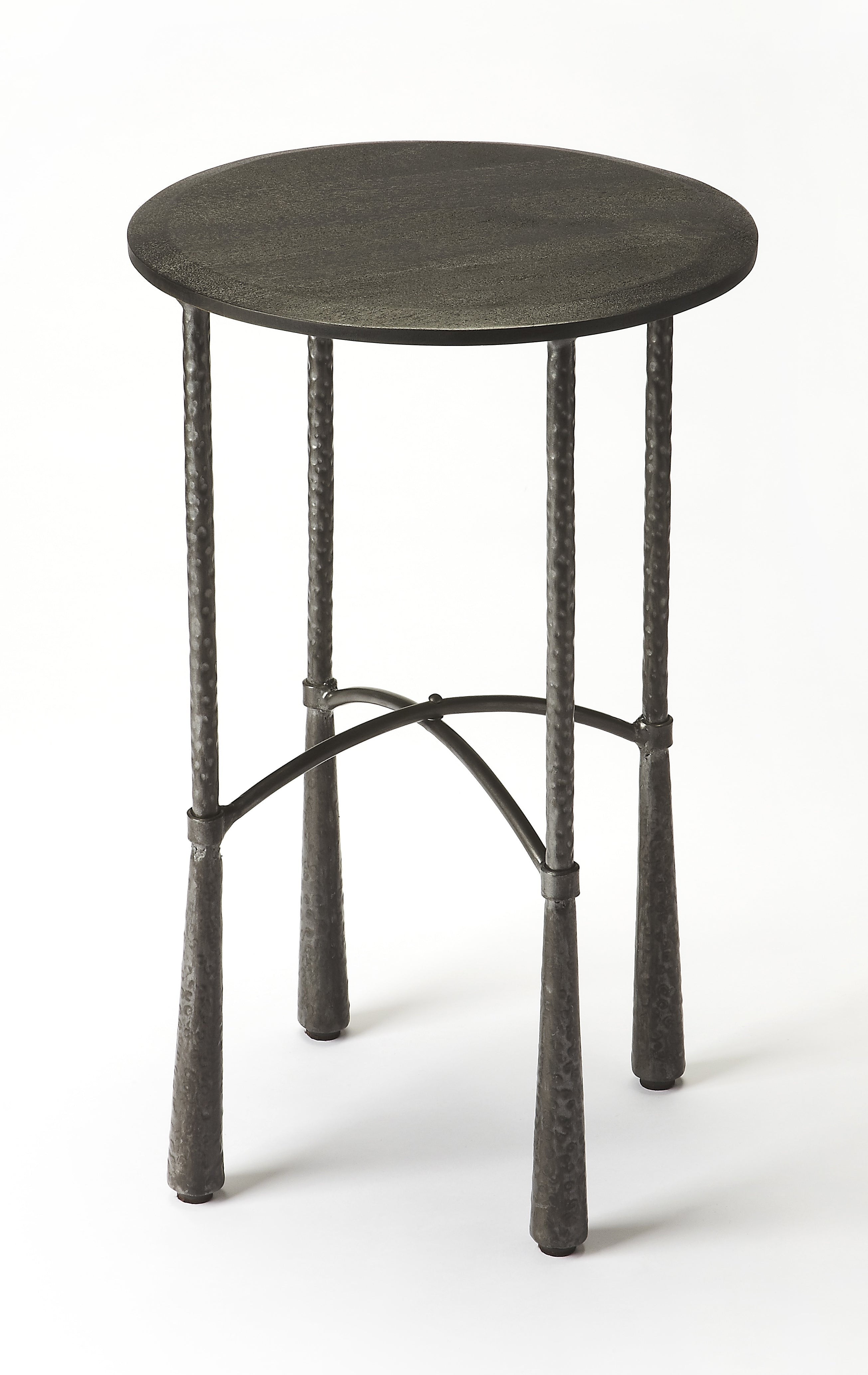Rustic Iron and Wood Round Accent Table