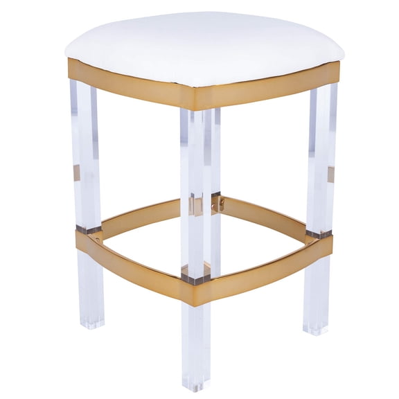 Butler Specialty Jordan Acrylic And Polished Brass Counter Stool In White