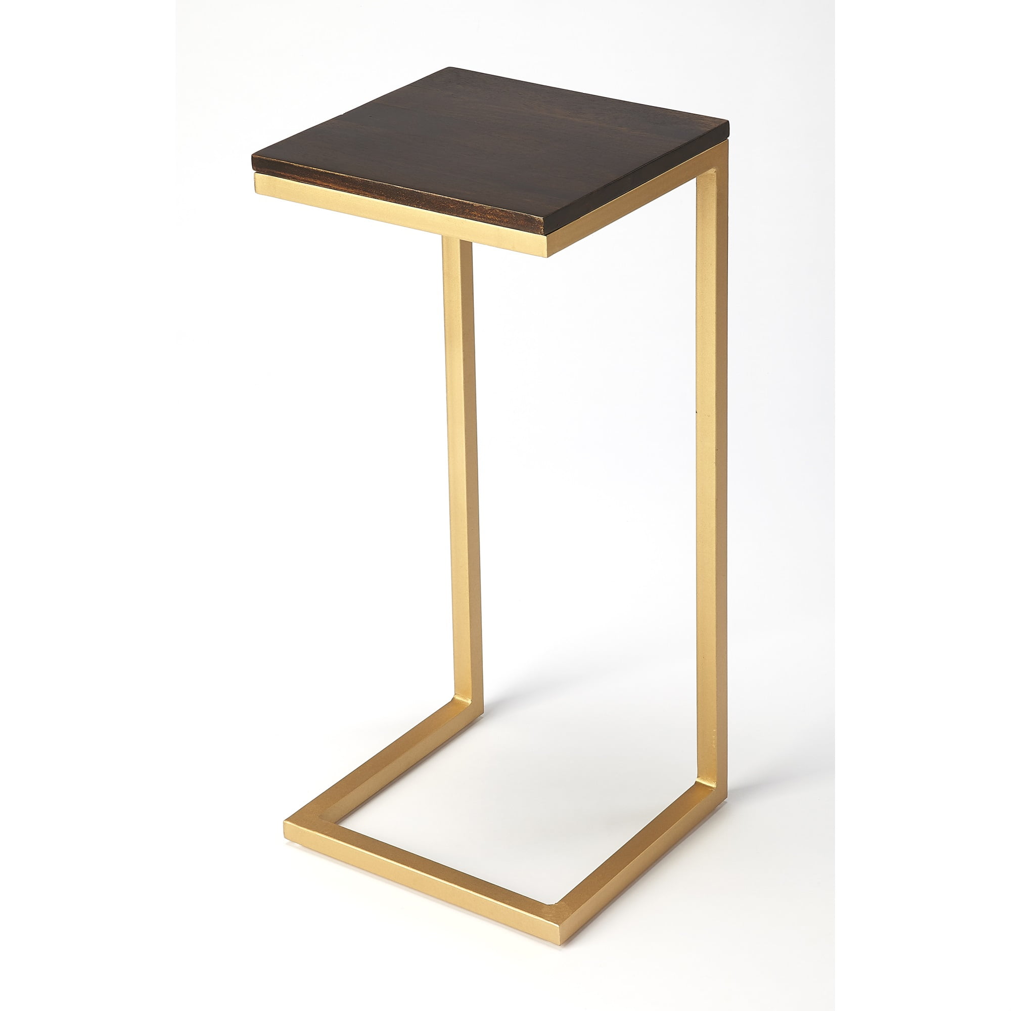 Antique Gold Mango Wood C-Shaped Side Table