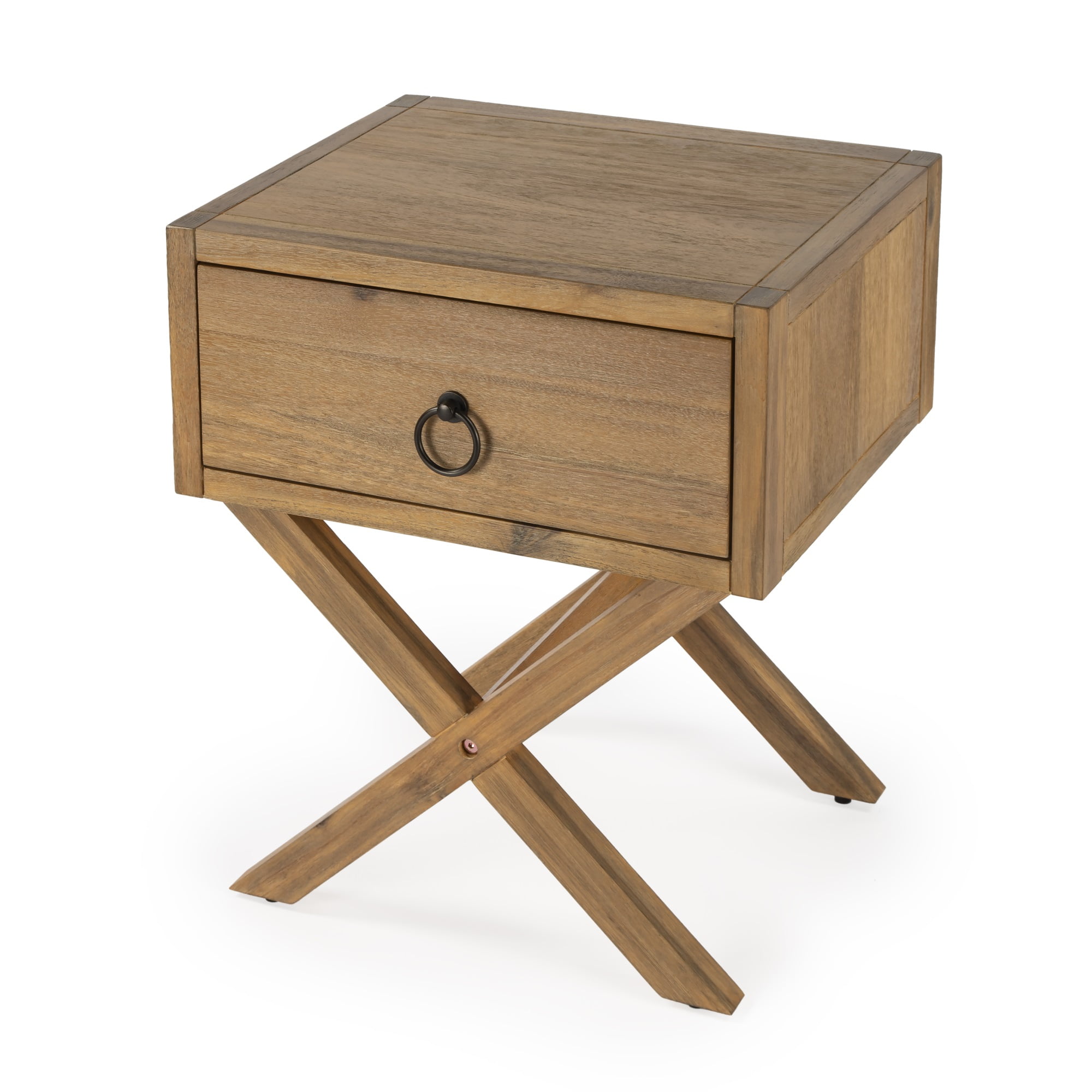 Lark Natural Wood and Metal 90" Rectangular End Table with Storage