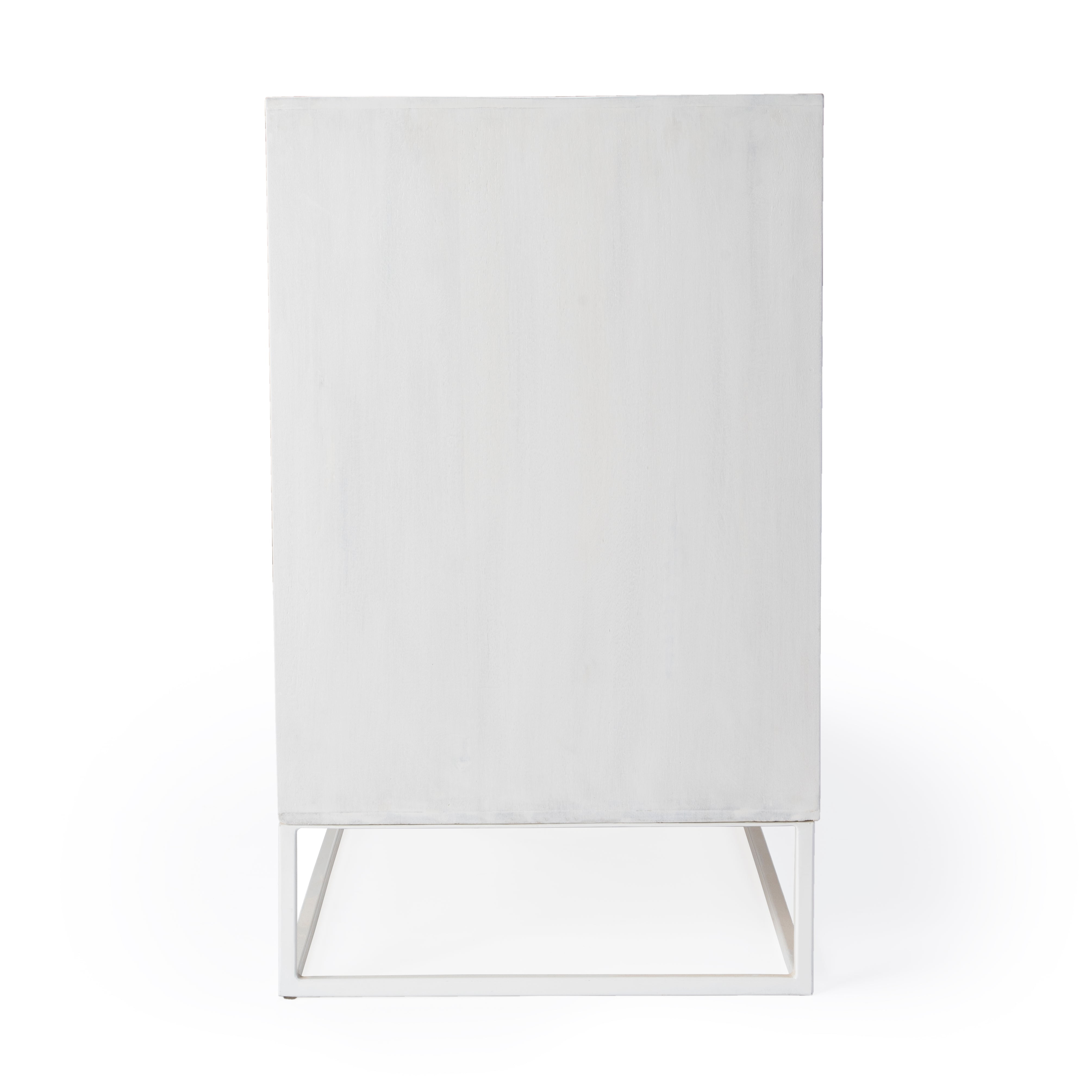 Modern Mid-Century White Mando Wood 63" TV Stand with Metal Frame