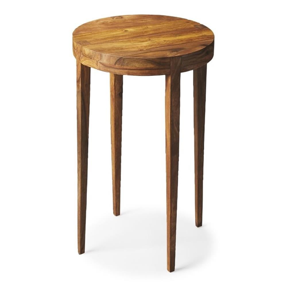 Blaise 14" Round Warm Brown Solid Wood Accent Table