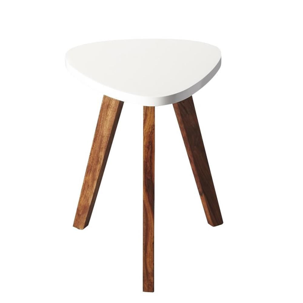 Triangular Sheesham Wood Modern Accent Table
