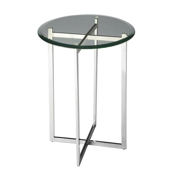 Butler Specialty Loft Glass Top Accent Table With Stainless Steel Base