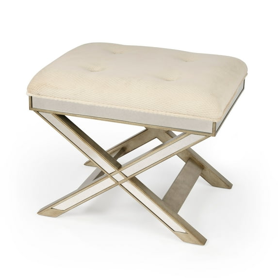 Butler Specialty Loft Mirrored Tufted Vanity Stool In Pewter