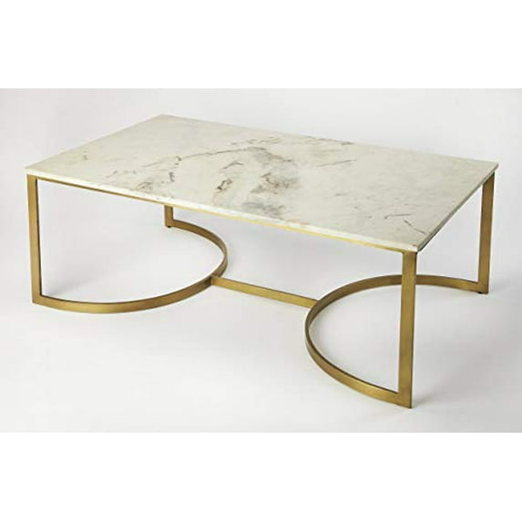 Butler Specialty Marble Top Accent Coffee Table - White And Gold