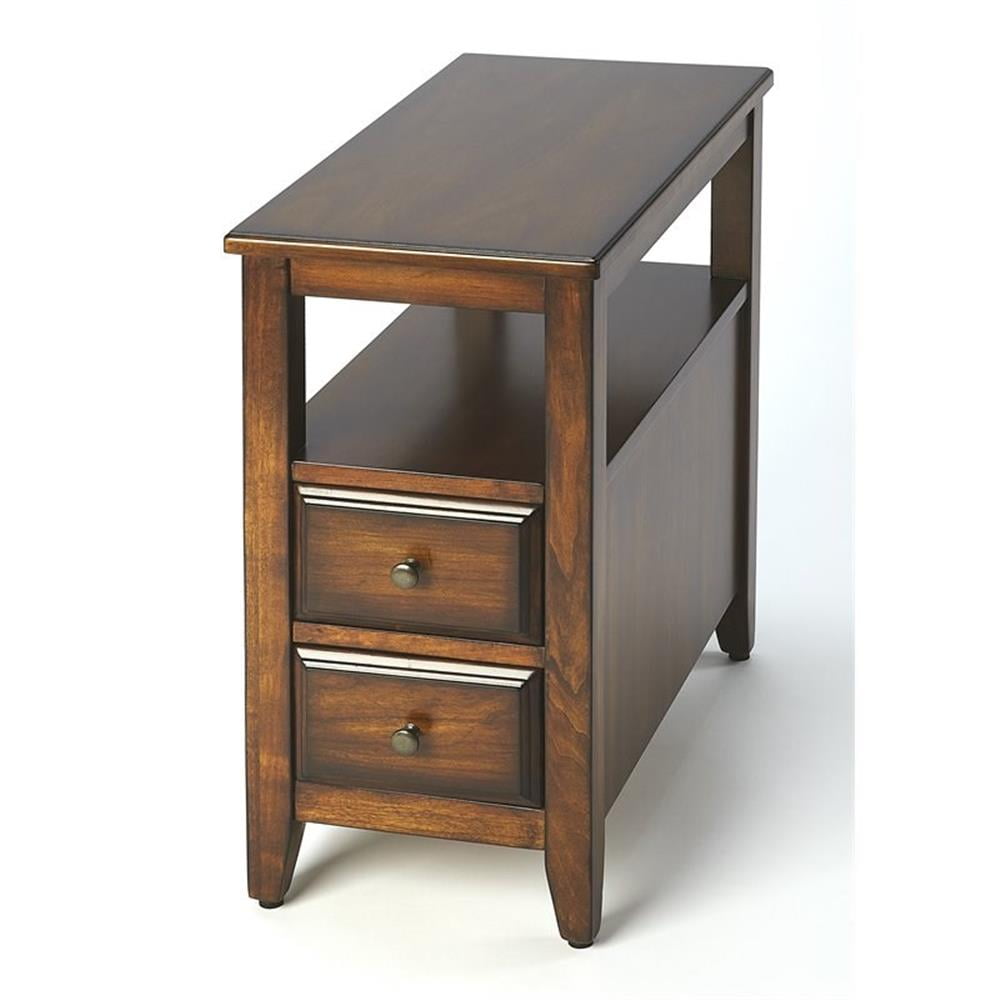 Marcus Antique Cherry Rectangular Wood Side Table with Storage