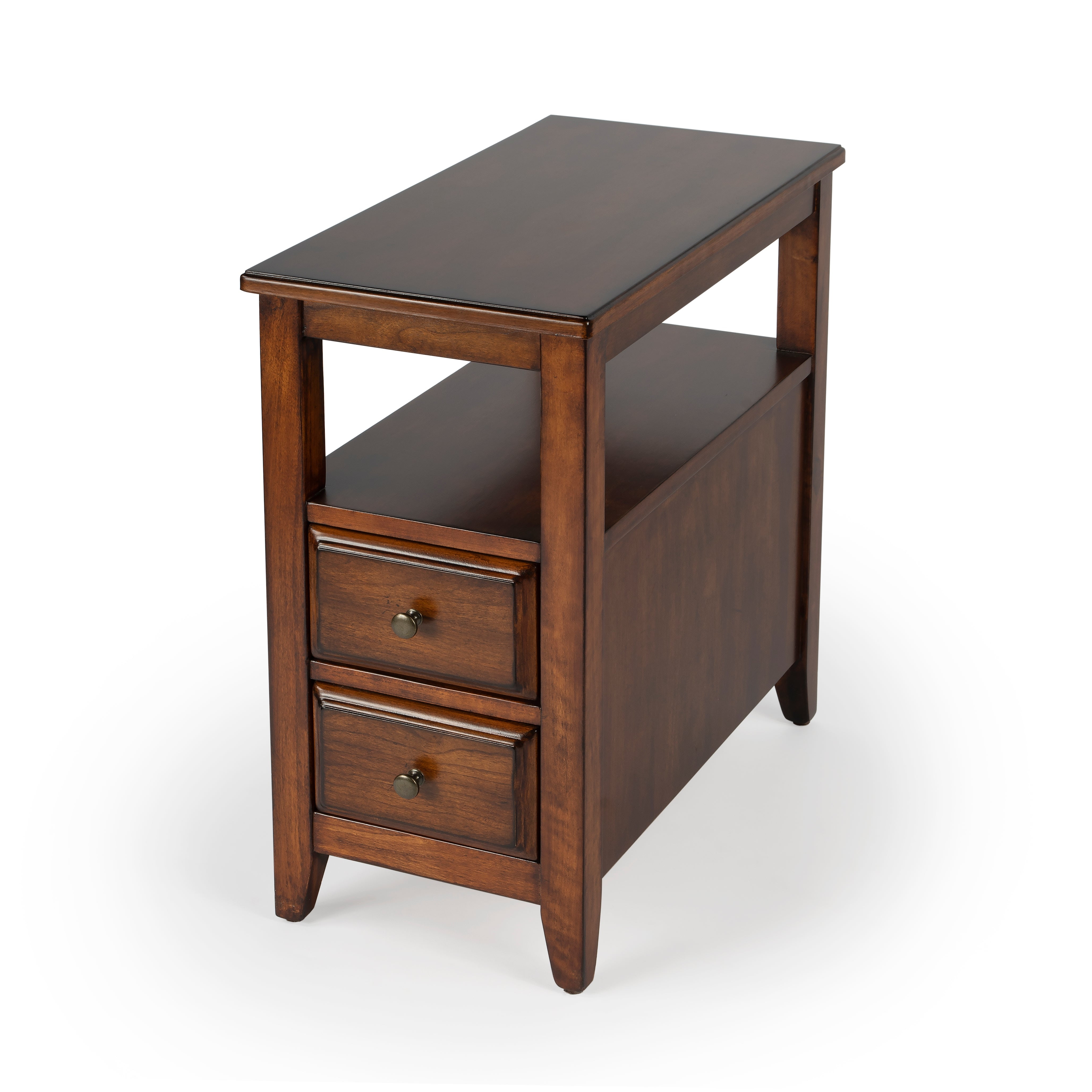 Marcus Antique Cherry Rectangular Wood Side Table with Storage