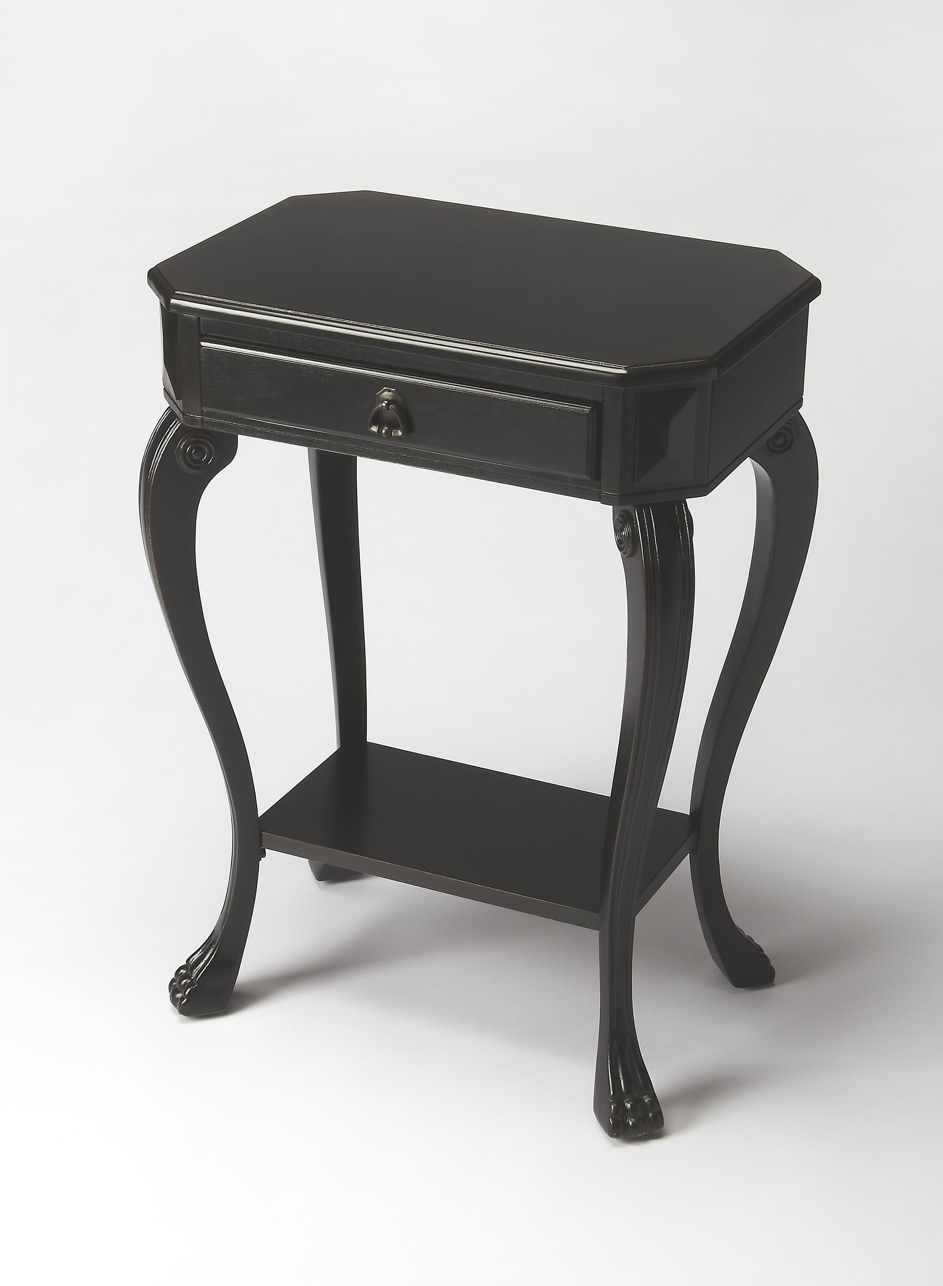 Channing Black Licorice Solid Wood Console Table with Storage